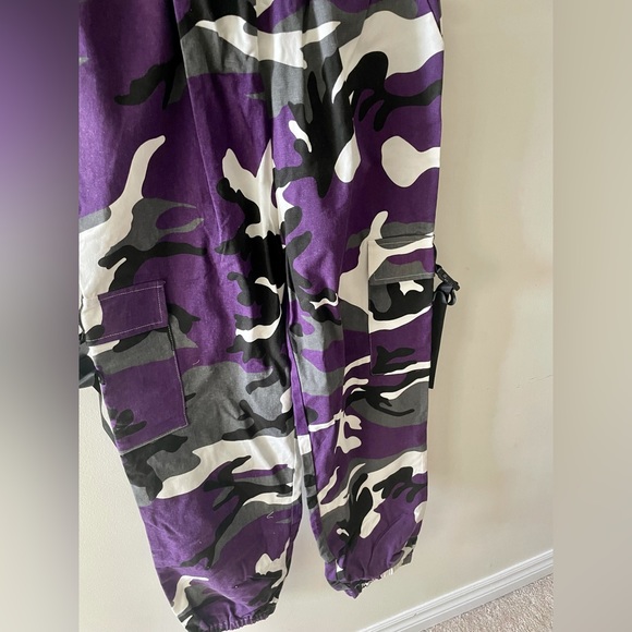 camo printed elastic waist cargo pants - Picture 7 of 7